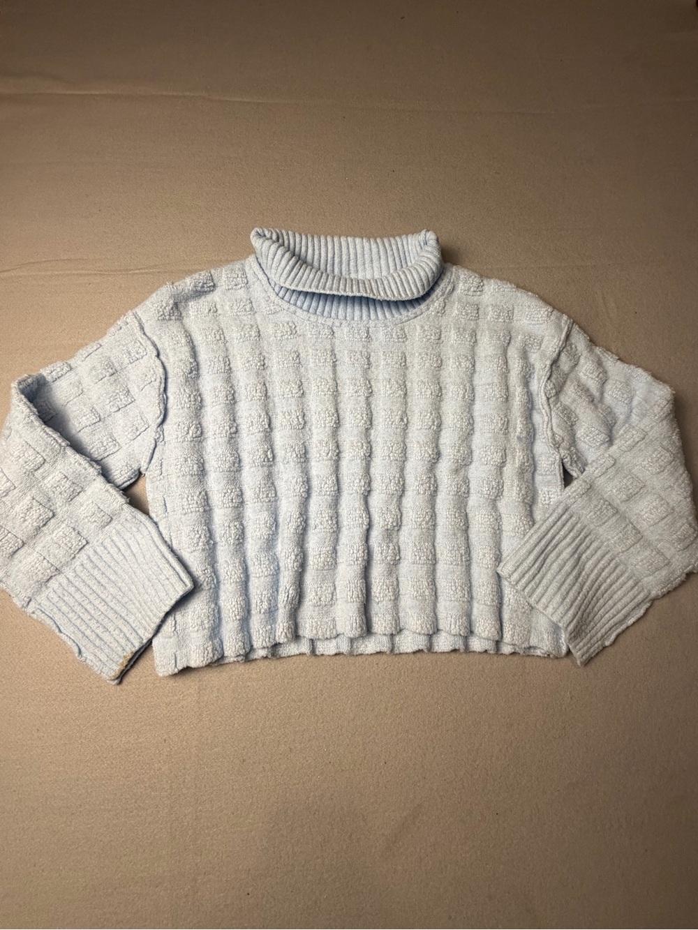We The Free Pale Blue Cropped Turtleneck SweaterS